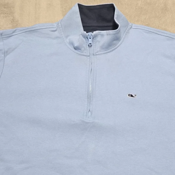 Vineyard Vines Men's Light Blue 1/4 Zip-Up Pullover Sweatshirt Size XXL Preppy - Picture 3 of 6